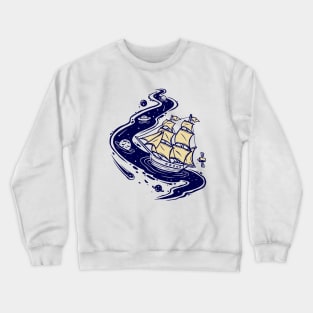 Space Adventure in a Ship Crewneck Sweatshirt